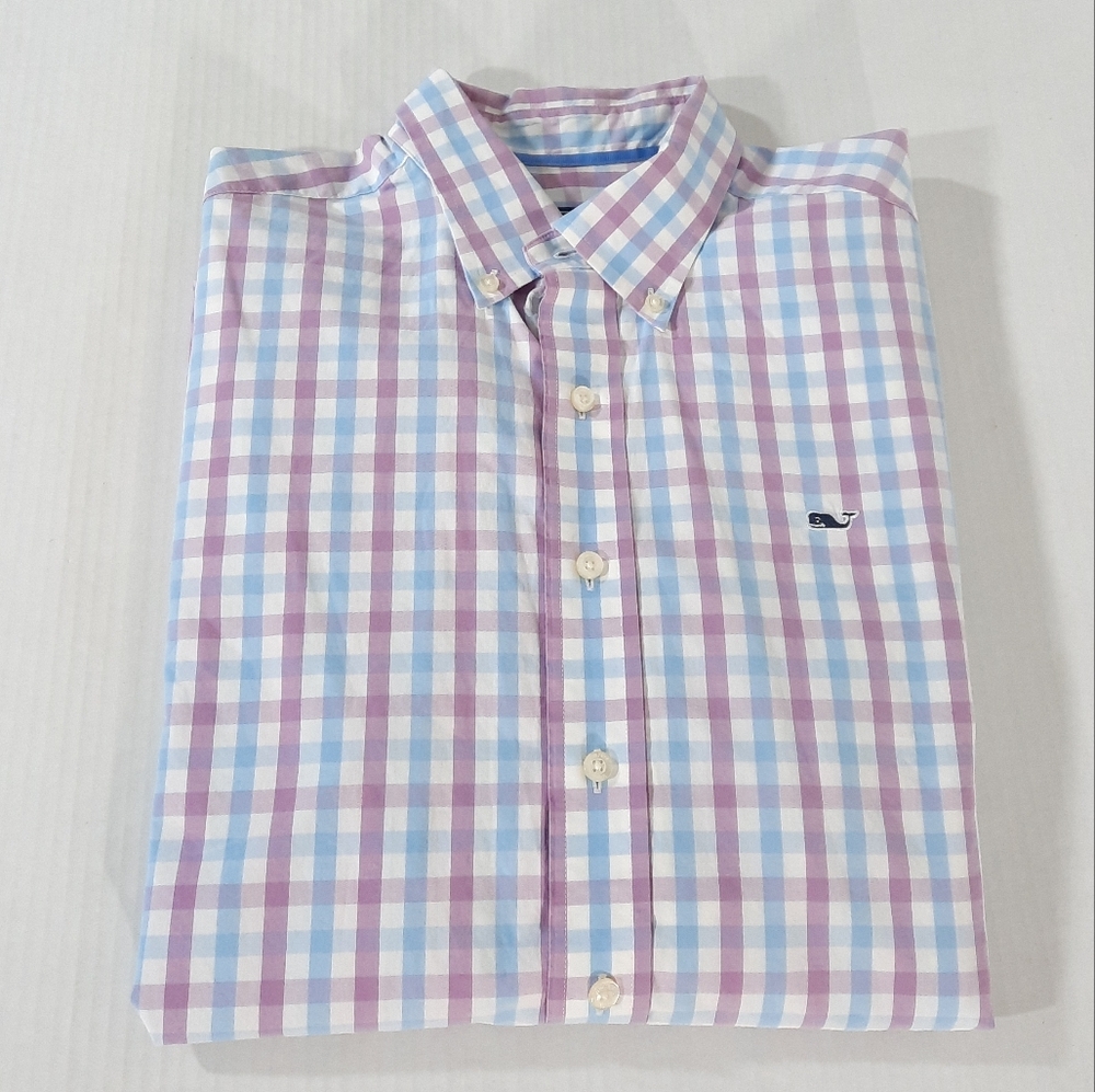 Vineyard Vines Long Sleeve Pastel Gingham Whale Shirt